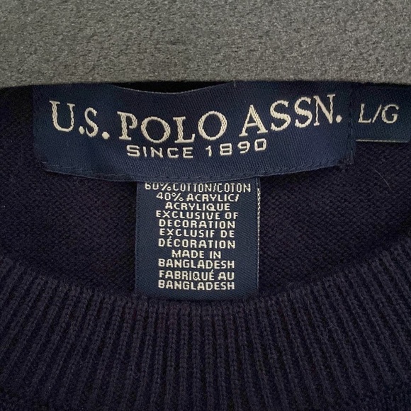 Coastal Chic Crewneck Sweater Men’s Stripe Knit Navy White Large Classic - Picture 6 of 11